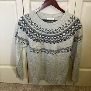 Weatherproof Light Gray & Dark Gray Fair Isle Crewneck Sweater